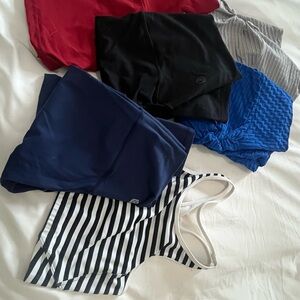 Striped and Solid Color Activewear Set